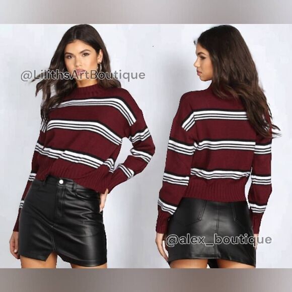 Windsor Stripe Mock Neck Sweater(J010)-Size S for Women - Picture 3 of 11